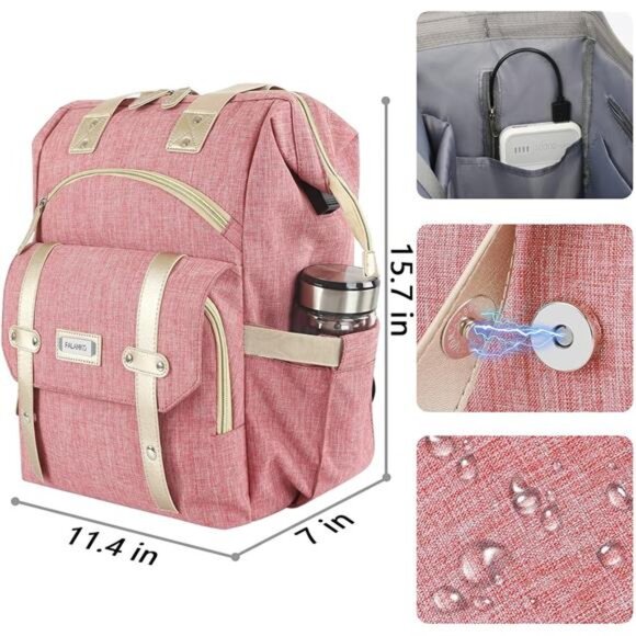 Backpack for Women,Wide Open Work Large USB Charging Port Student - Picture 5 of 14